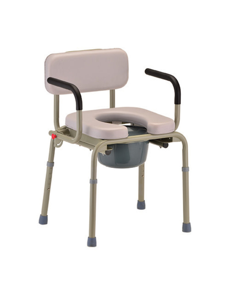 Drop Arm Commode Padded Gray