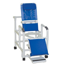 MJM International PVC RECL Shower Chair W/ Blue Fabric, 20"
