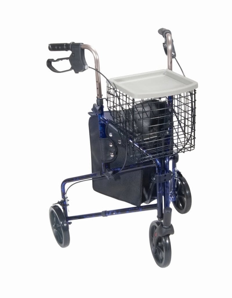 Drive/Devilbiss 3 Wheeled Rollator with Basket and Pouch