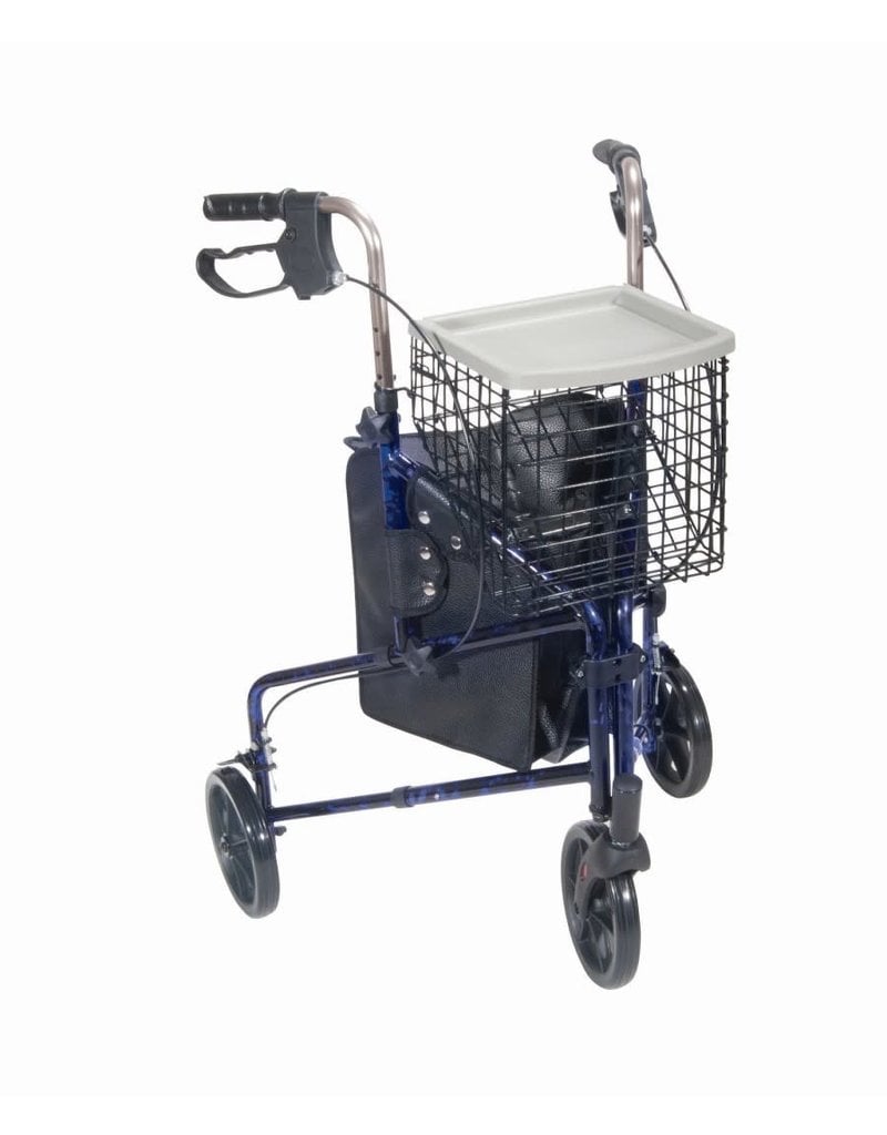 Drive/Devilbiss 3 Wheeled Rollator with Basket and Pouch