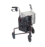 Drive/Devilbiss 3 Wheeled Rollator with Basket and Pouch