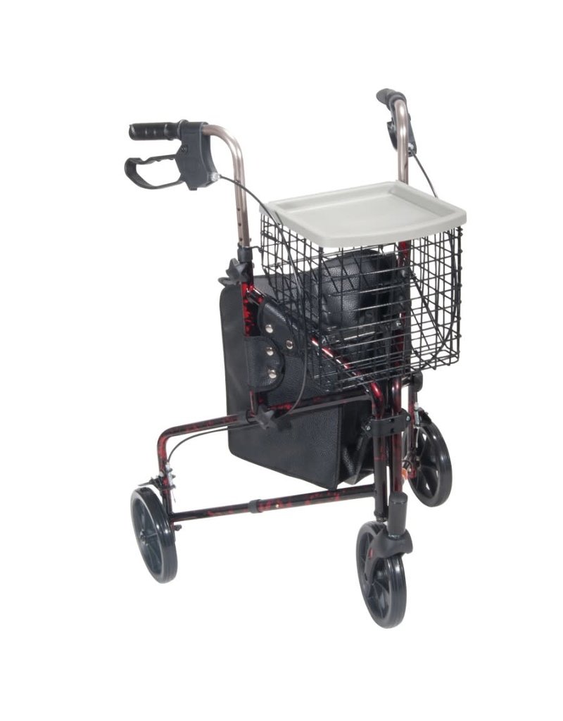 Drive/Devilbiss 3 Wheeled Rollator with Basket and Pouch