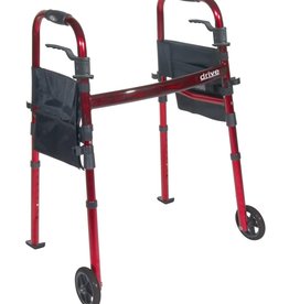 Drive/Devilbiss Portable Folding Travel Walker with 5" Wheels and Fold up Legs