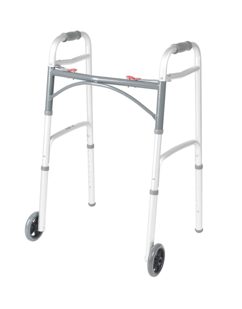 Drive/Devilbiss Deluxe Two Button Folding Walker with 5" Wheels