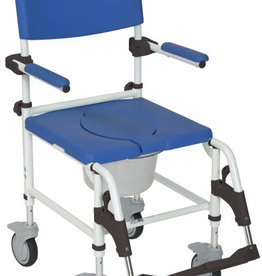 Drive/Devilbiss Aluminum Rehab Shower Commode Chair with Four Rear-locking Casters