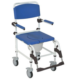 Aluminum Rehab Shower Commode Chair with Four Rear-locking Casters