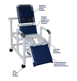 MJM International PVC Reclining Shower Chair With Soft Seat, DLX Elongated