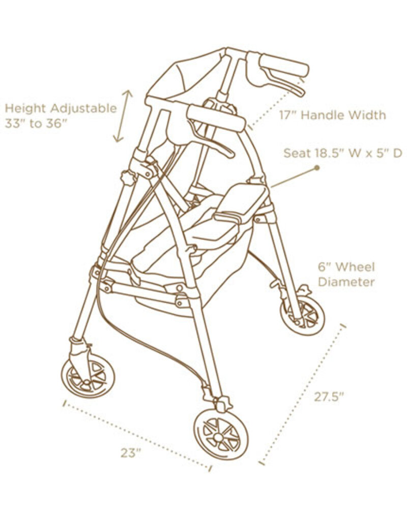 Signature Life Elite Travel Rollator Champagne Gold