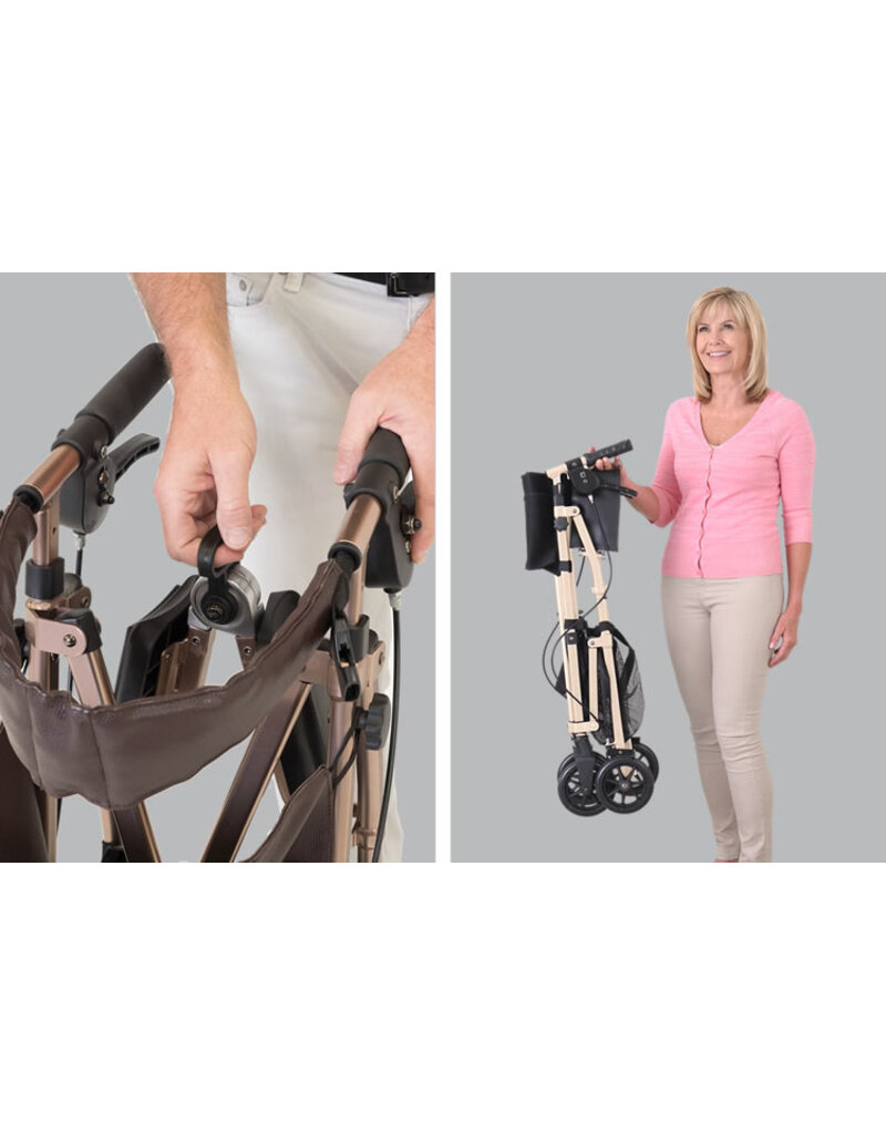 Signature Life Elite Travel Rollator Champagne Gold