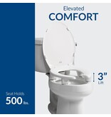 Elongated 3" Elevated Toilet Seat, Open-Front Ring with Stay-Tite Installation System