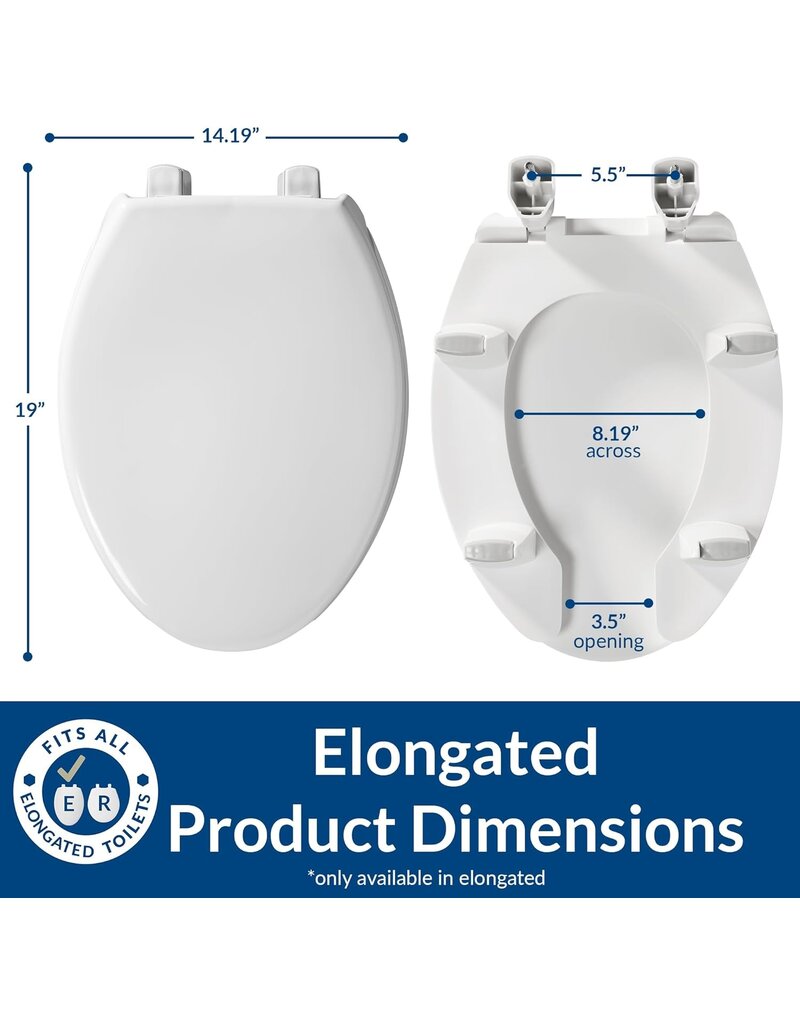 Elongated 3" Elevated Toilet Seat, Open-Front Ring with Stay-Tite Installation System