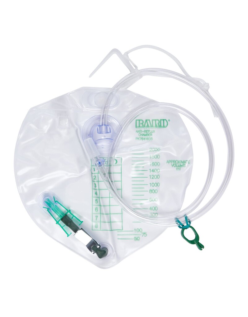 Urinary Drain Bag Bard® Anti-Reflux Valve Sterile 2,000 mL Vinyl