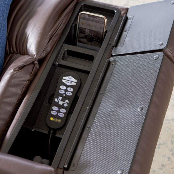 Right Arm wireless charger and remote storage