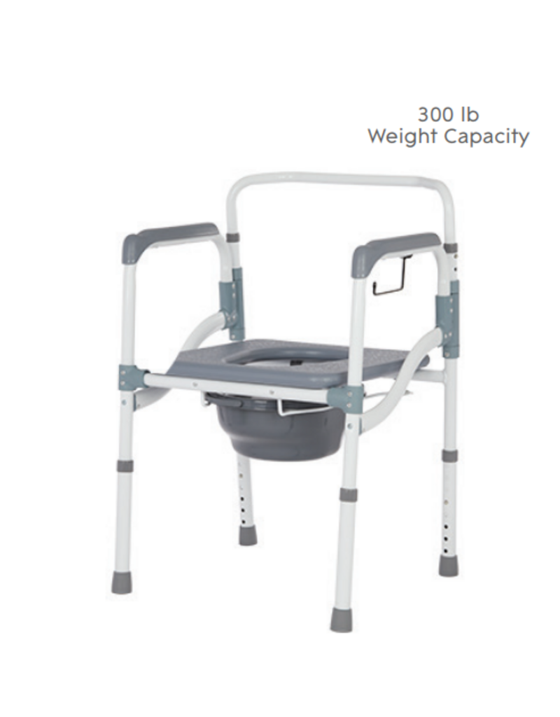 Rhythm Healthcare Folding Powder Coated Aluminum Commode 3 in 1