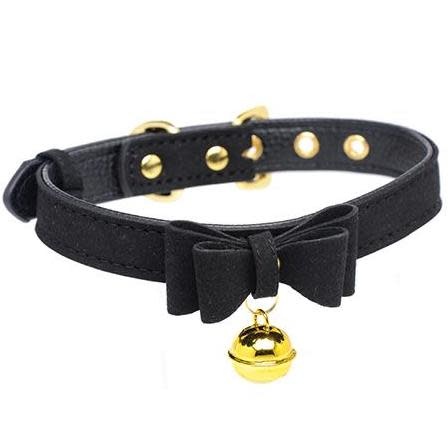 Master Series: Sugar Kitty Cat Bell Collar (Black/Gold)