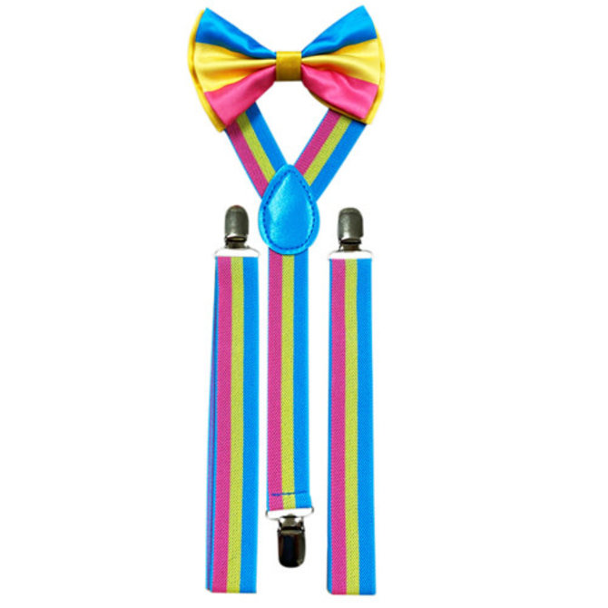Pansexual Pride Bow Tie/Suspender Set
