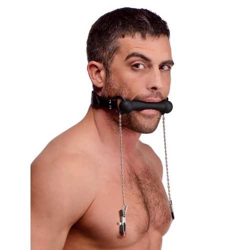 Equine Bit Gag with Nipple Clamps