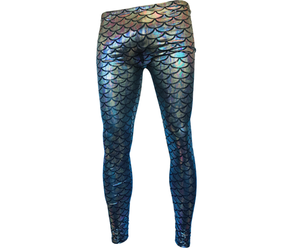 Silver and Aqua Mermaid Scales Leggings Mermaid Leggings, Silver