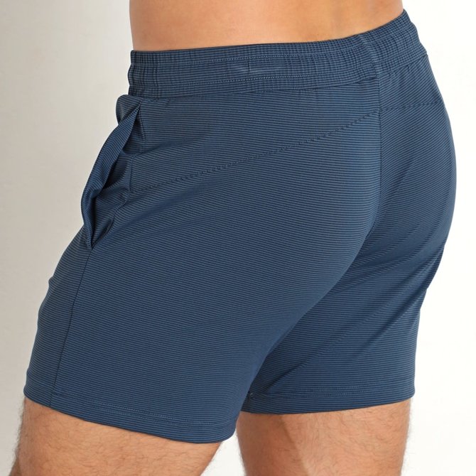 STEELE Stretch Performance Shorts - Teal Pin Stripes