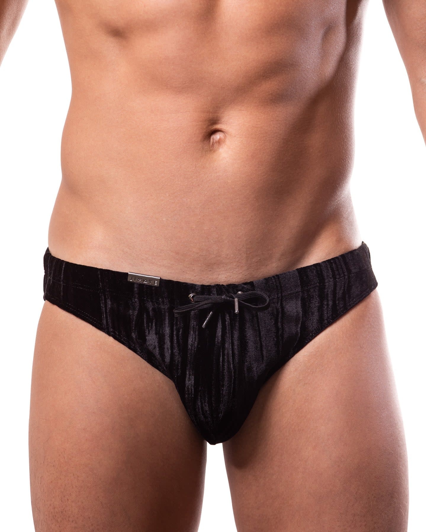 Jimaye Crinkled Velvet Swim Brief - Jet Black