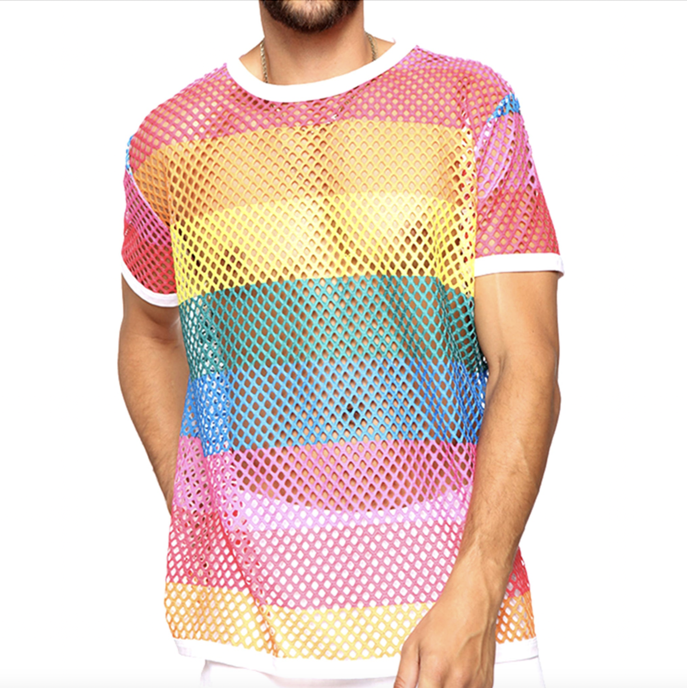 Knobs Rainbow Fishnet Tee