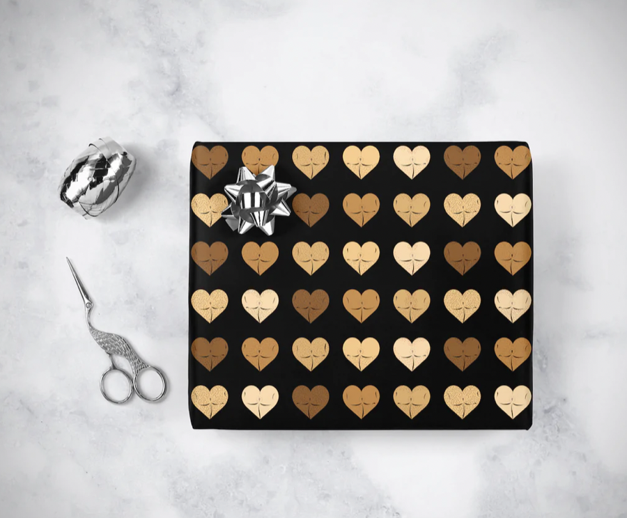 HOMO AF Valentines Day Wrapping Paper - Booty Hearts