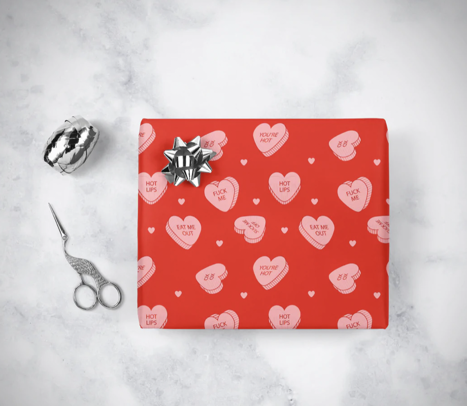 HOMO AF Valentines Day Wrapping Paper - Candy Hearts