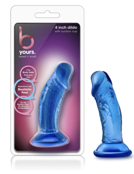 B Yours Sweet N' Small Dildo w/Suction 4" Blue
