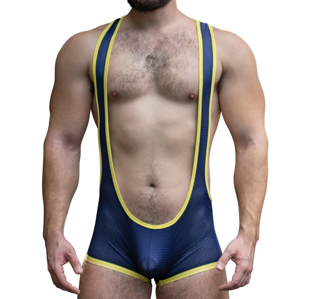 Gruff Pup Mesh Pro Singlet - Navy/Yellow
