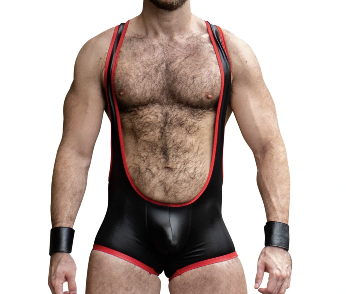 Gruff Pup Impulse Singlet - Assless - Black/Red