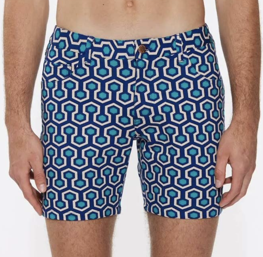 ST33LE Limited Edition - 5" Knit Shorts - Teal/Blue Hex Maze