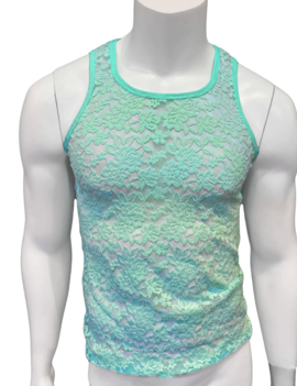 Knobs Lace Tank - Aqua