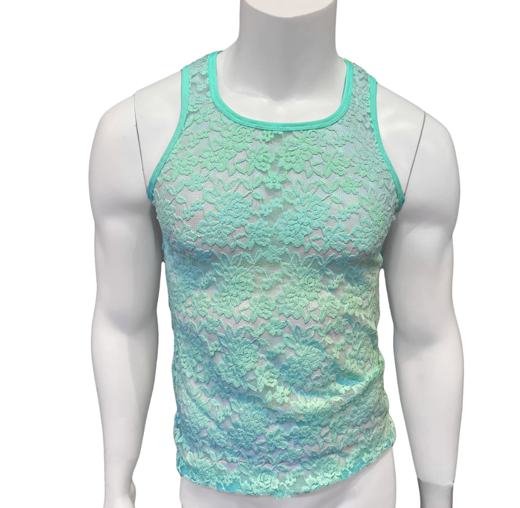 Knobs Lace Tank - Aqua