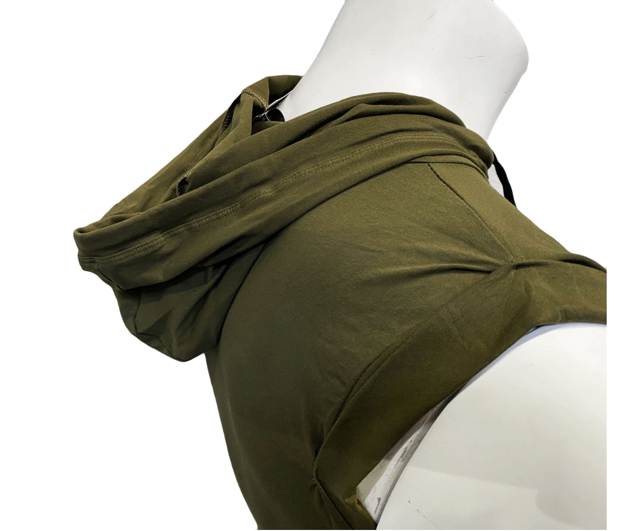 Knobs Hooded Crop Tank - Army Cotton - sale