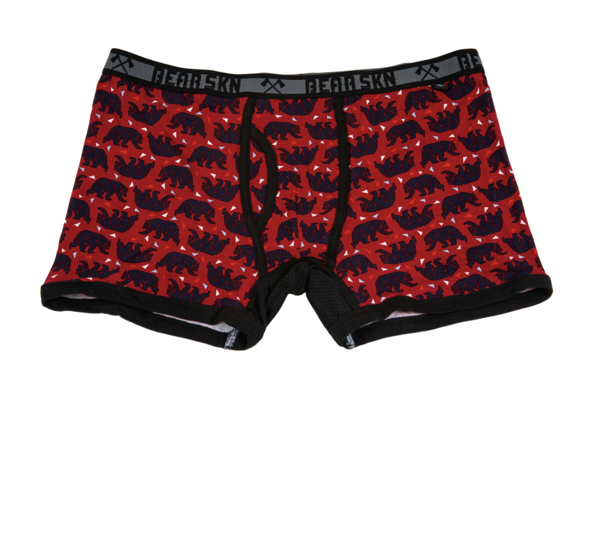 Bear Skn Bamboo Boxer Brief - Geometric Bear Red