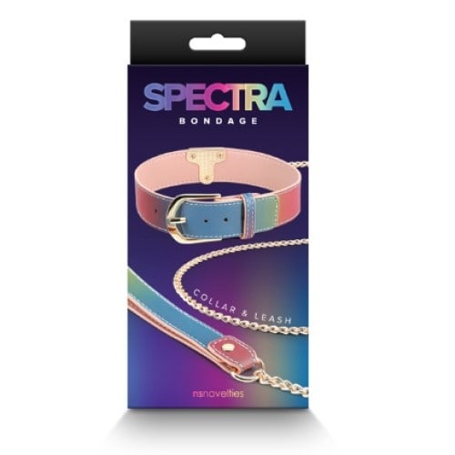 Spectra Bondage Collar & Leash - Rainbow