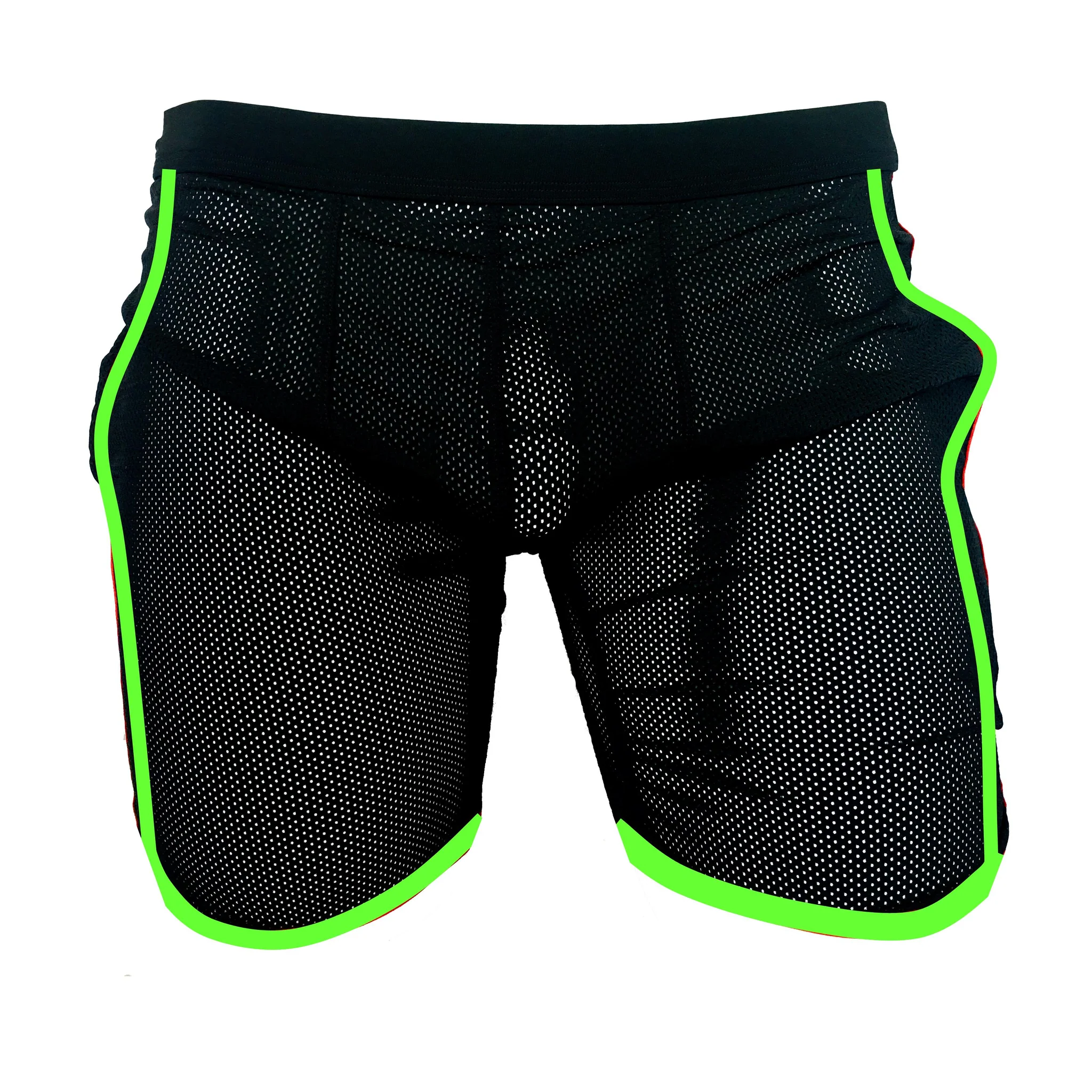 Knobs Mesh Gym Shorts Pocket - Black/Green