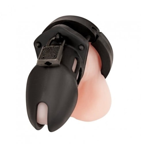 Blue Line Silicone Chastity Cage Black