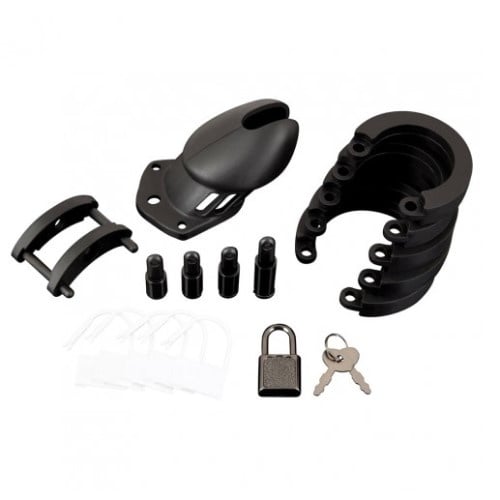 Blue Line Silicone Chastity Cage Black