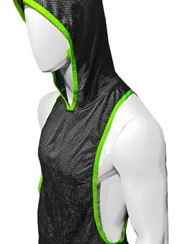 Knobs Hooded Gym Tank Sports Mesh - Black/Green
