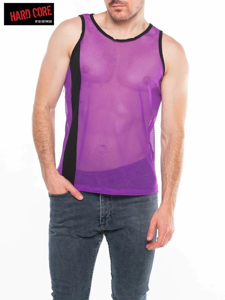 Go Softwear/American Jock Hard Core Frisky Side Panel Tank Top - Purple/Black