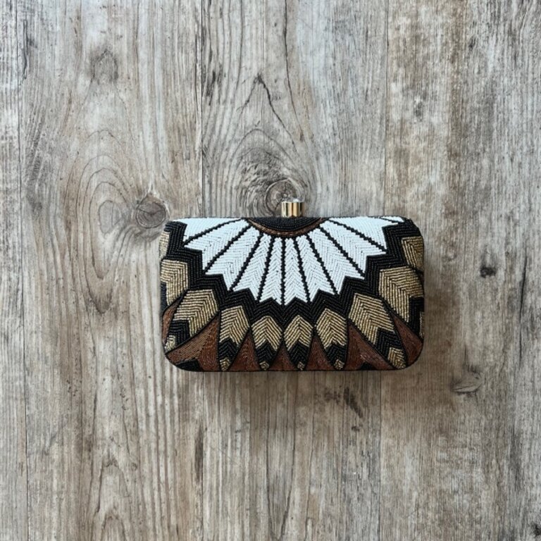 SamSer Designs Samser Peacock Beaded Clutch