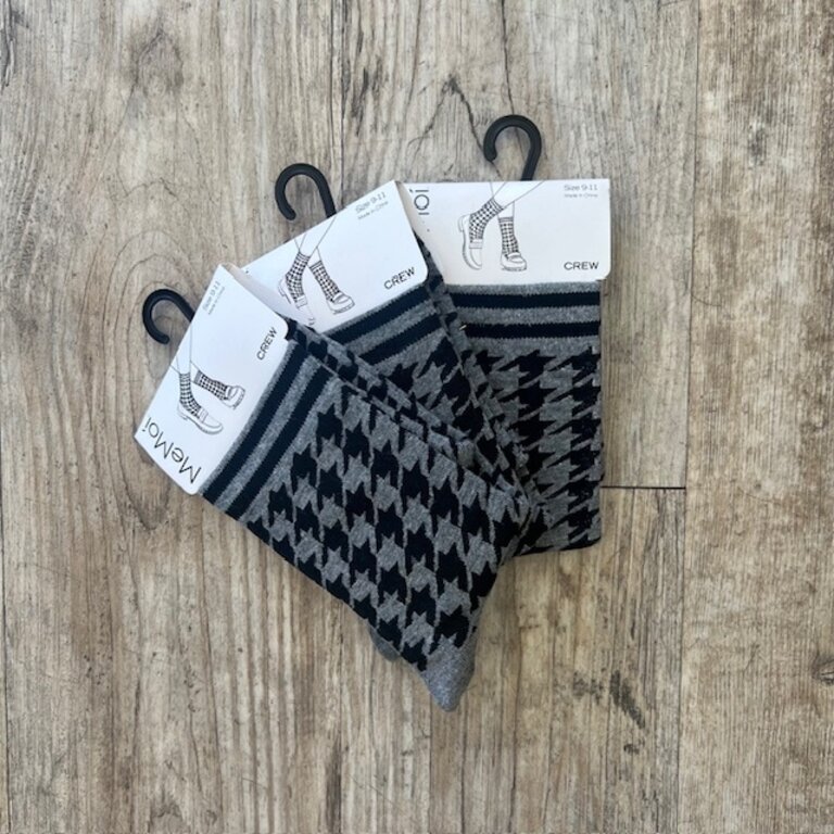 Me Moi MeMoi Houndstooth Crew Sock