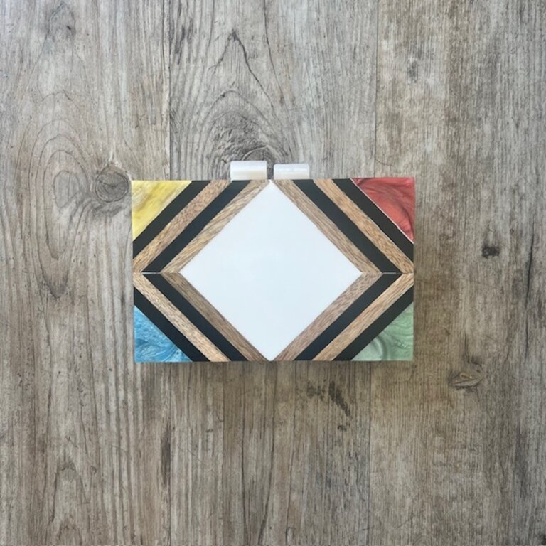 R Design R Design Diamond Wood Box Clutch