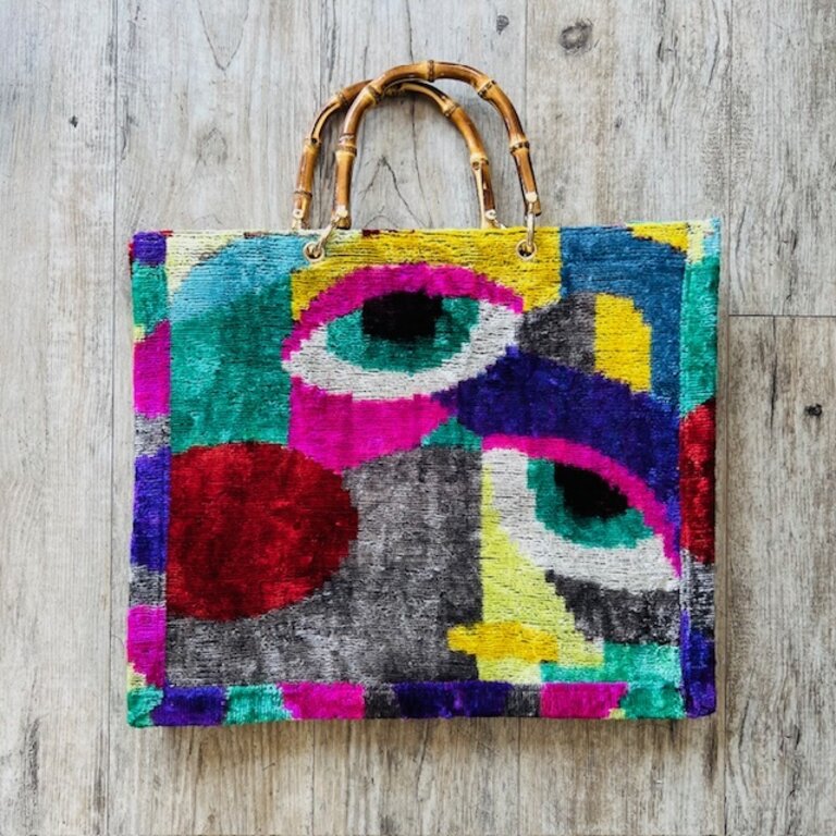 Acya Design Acya Design Large Velvet Tote w/ Bamboo