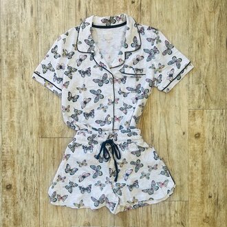Me Moi Butterfly Notch Collar Pj Set