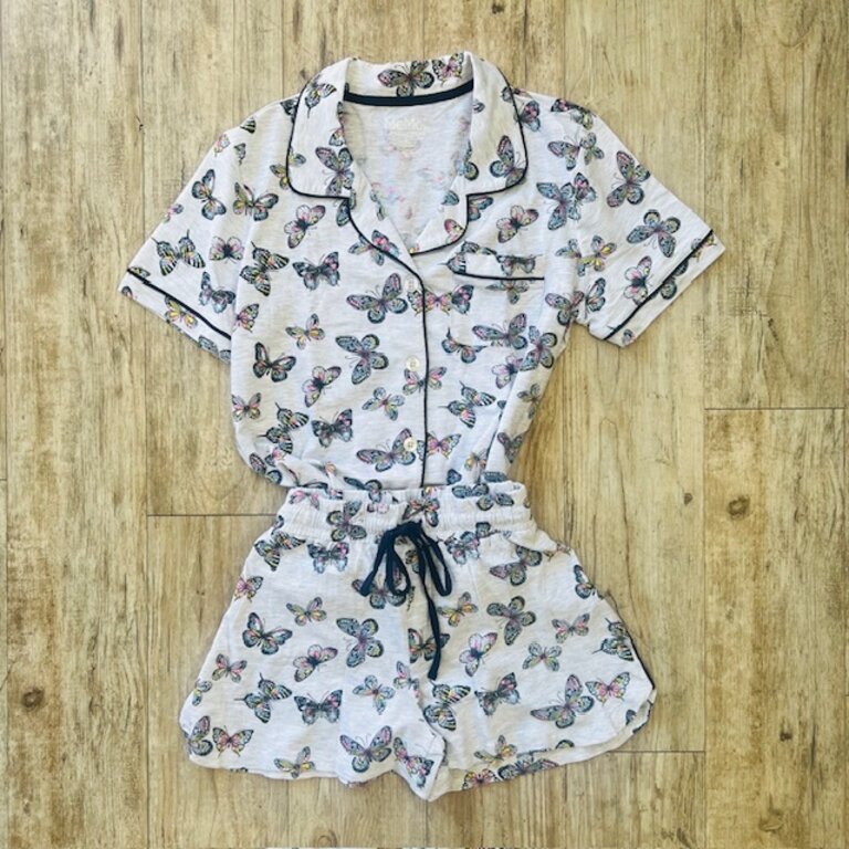 Me Moi Butterfly Notch Collar Pj Set
