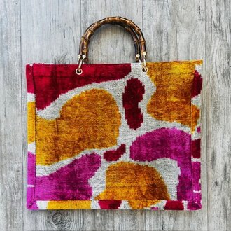 Acya Design Acya Silk Ikat Large Tote w/ Bamboo SS