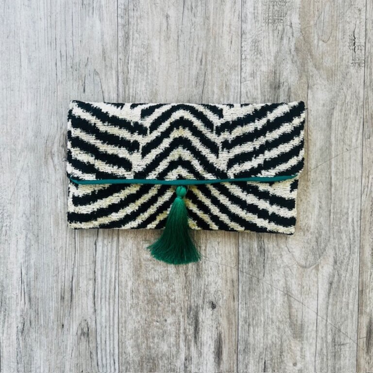 AYCA AYCA Silk Ikat Animal Print Clutch w/ Chain SS