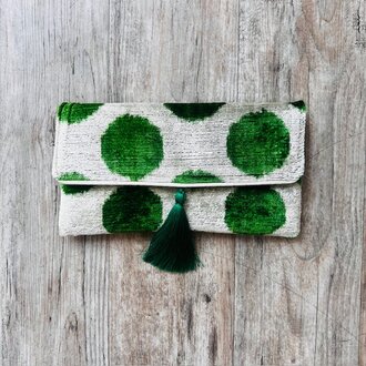 AYCA AYCA Silk Ikat Dot Clutch w/ Chain